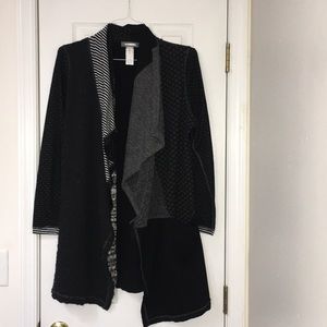 Alembika. Long Open Cardigan. Black. Long Sleeved